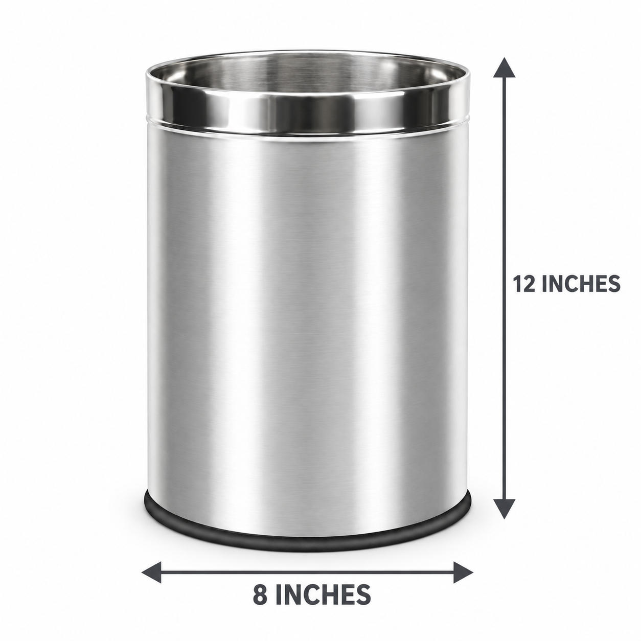 Premium Stainless Steel Open Top Waste Bin (12 x 8 Inch) | 7L Gross Capacity - Image 2