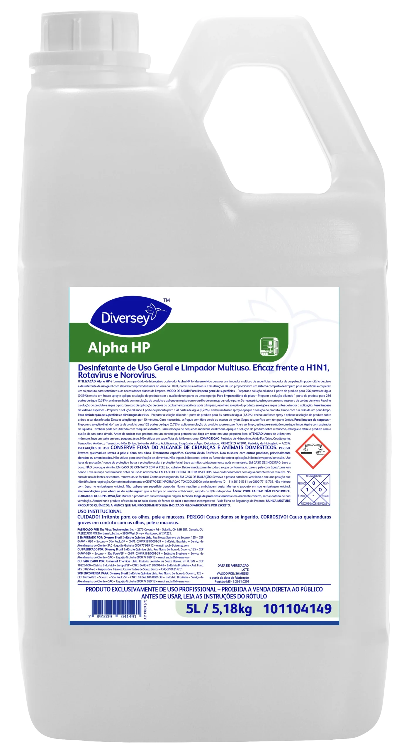 Diversey Alpha-HP Hydrogen Peroxide Multi-Surface Cleaner & Disinfectant