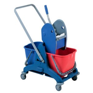 Commercial Double-Bucket Mop Wringer Trolley